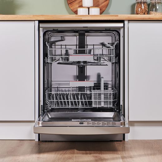 Bosch Series 4 Standard Dishwasher - Silver Inox - Door open